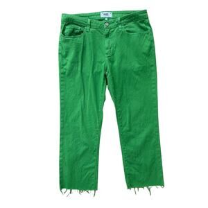 PAIGE Normandie Straight Leg Denim Jean Raw Edge Sz 31